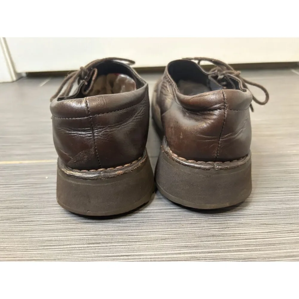 Vintage Aldo Brown Leather Bump Oxford Lace Up Clogs Size EU 38